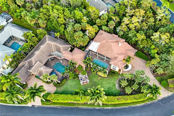 an aerial view of a house
