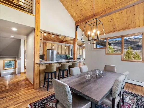 a view of a dining area with furniture