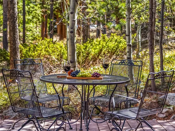 a view of a chairs and table in patio