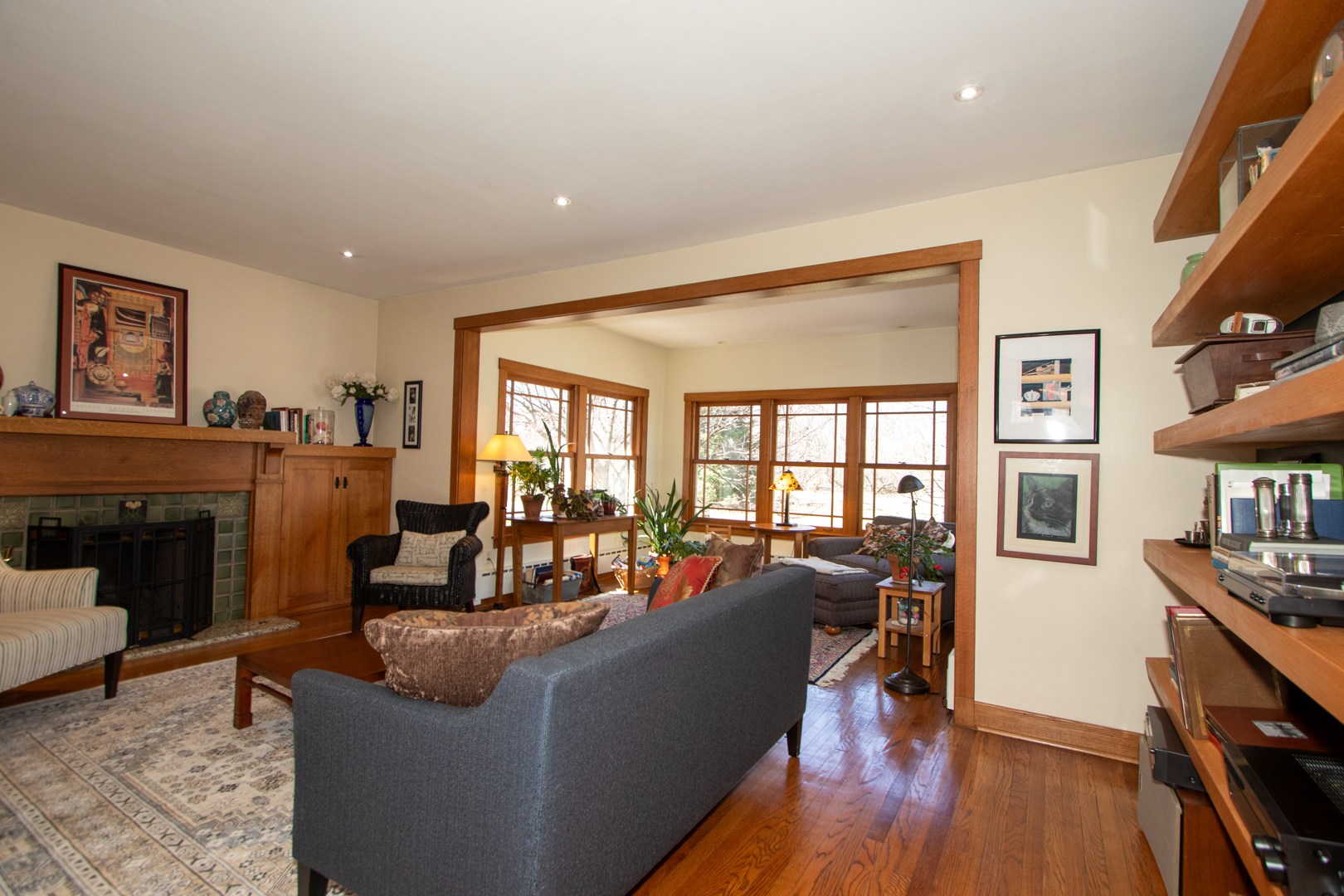 227 Thatcher Avenue River Forest, IL 60305 - Photo 8 of 42 a living room with fireplace furniture and a flat screen tv