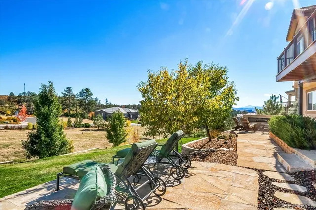 a view of an outdoor space with seating