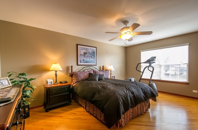 293 Ridge Road North Aurora, IL 60542 - Photo 16 of 21 a bedroom with a bed and a chandelier