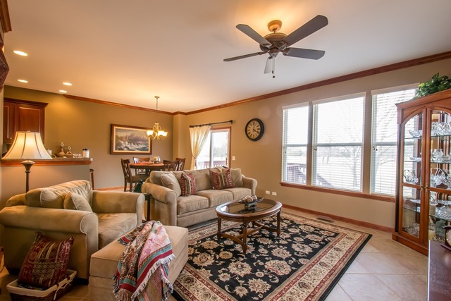 293 Ridge Road North Aurora, IL 60542 - Photo 4 of 21 a living room with furniture a ceiling fan and a rug