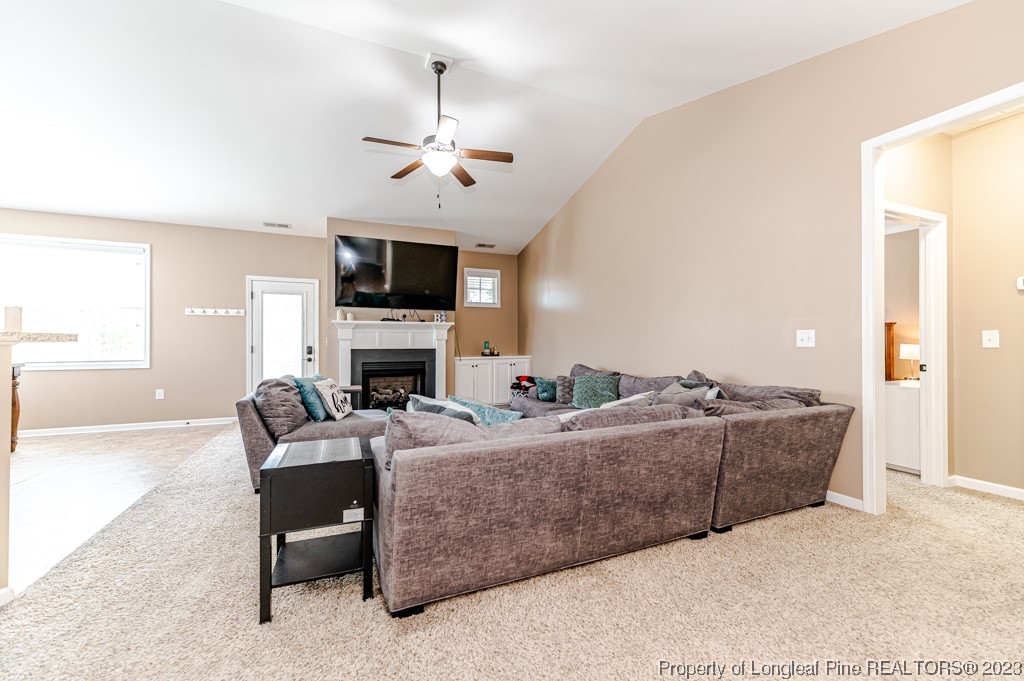 463 Juno Drive Broadway, NC 27505 - Photo 9 of 30 a living room with furniture a fireplace and a flat screen tv