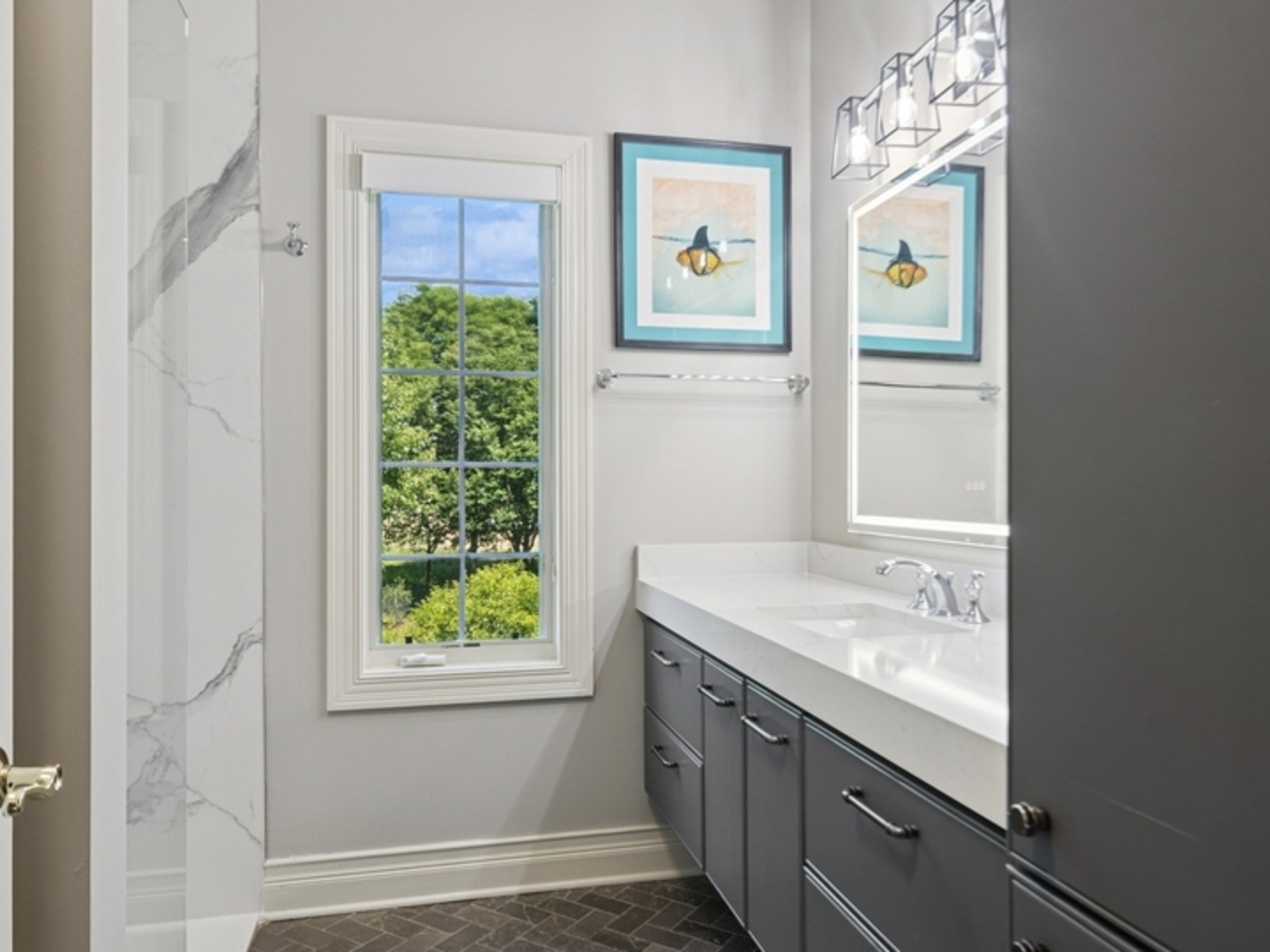 5-n113 Burr Road St. Charles, IL 60175 - Photo 32 of 130 a bathroom with a granite countertop sink and a window