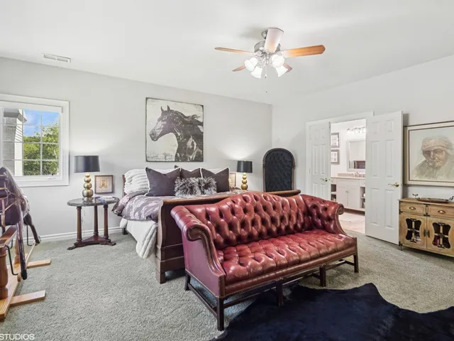 an aerial view of a house