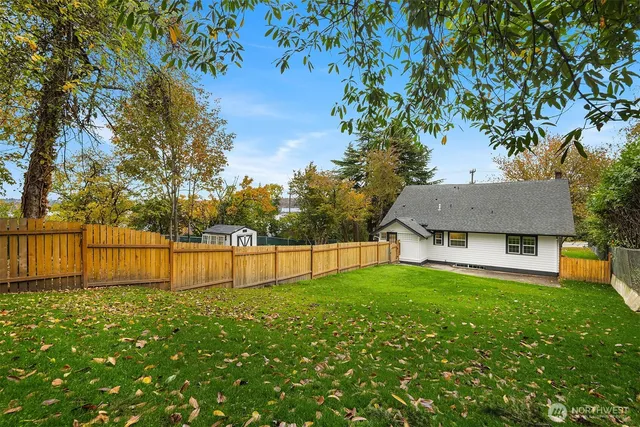 a view of a backyard with a garden