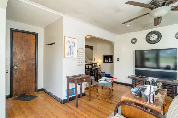 a view of a park with tree s