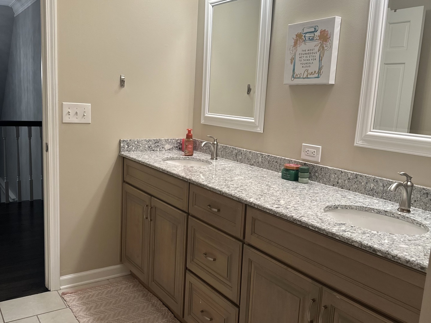 1N539 Turnberry Lane Winfield, IL 60190 - Photo 25 of 41 a bathroom with a granite countertop sink and a mirror