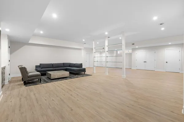 a living room with furniture