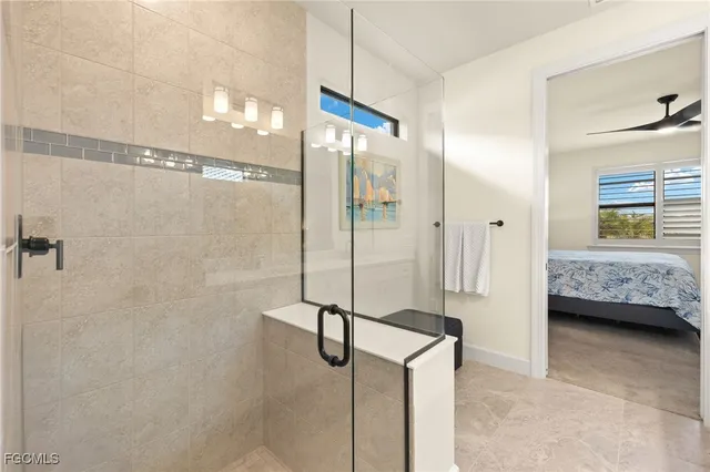 a view of a bathroom with a shower