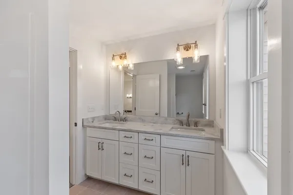 a bathroom with a bathtub