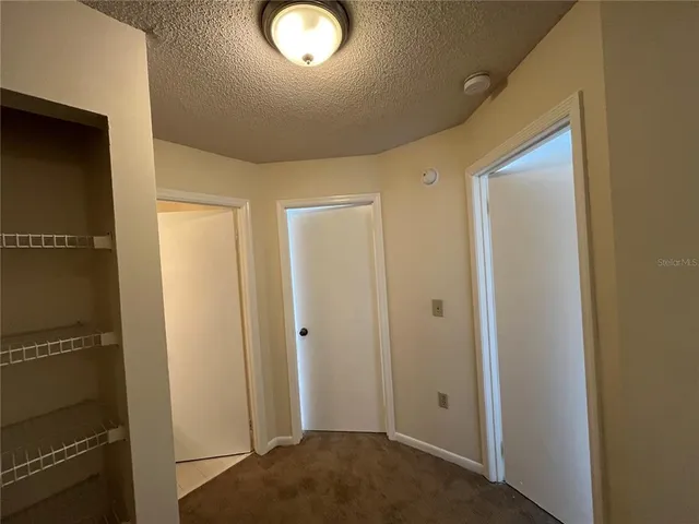 a view of a room with racks on the wall