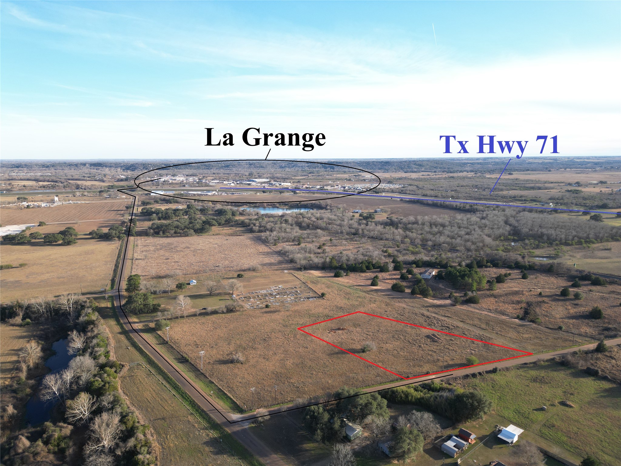 Tbd Trinity School Road La Grange, TX 78945 - Photo 7 of 9 Overview of rural landscape featuring property boundaries highlighted