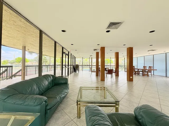 a view of a building with a garden