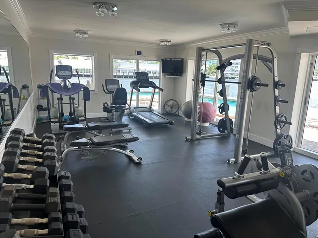 a view of a room with gym equipment