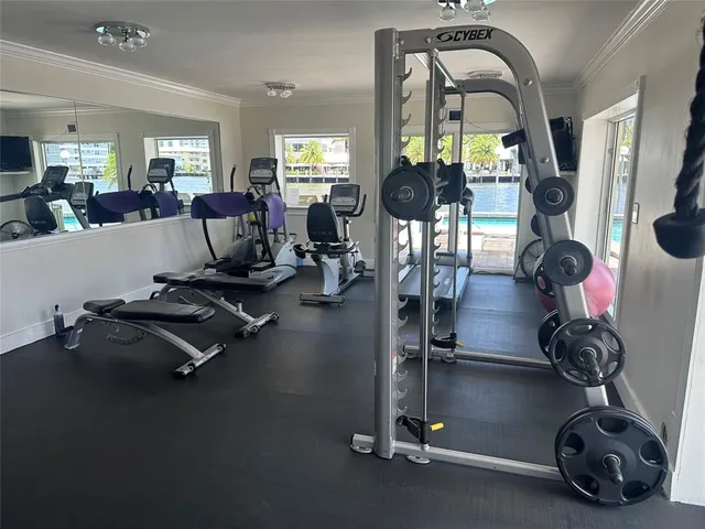 a view of a room with gym equipment