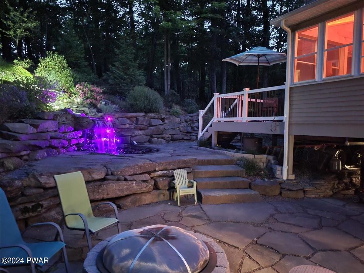 Patio & Waterfall Twilight