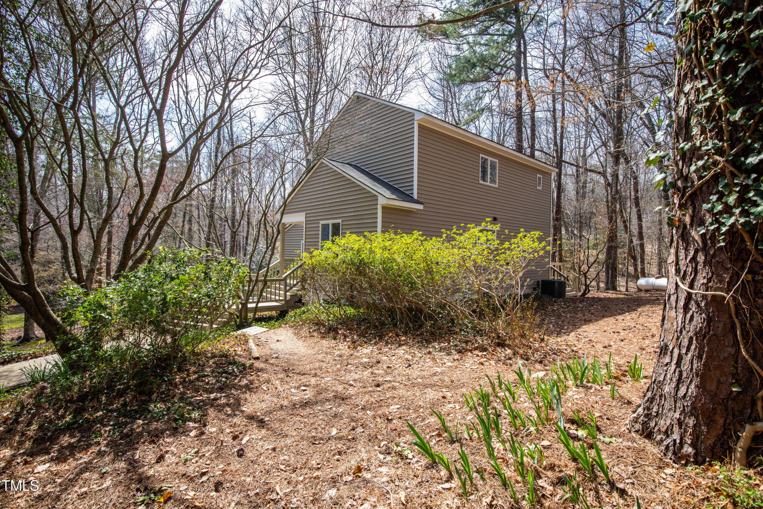 7409 Birch Tree Lane Wake Forest, NC 27587 - Photo 55 of 72 a house that has a lot of plants and trees in front of it