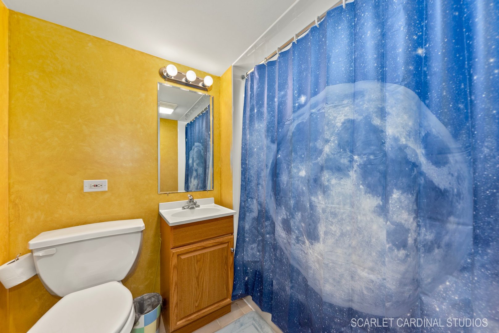 204 West Harding Road Lombard, IL 60148 - Photo 15 of 18 a bathroom with a granite countertop toilet a sink and a mirror