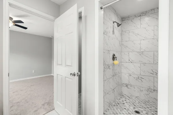 a bathroom with a shower