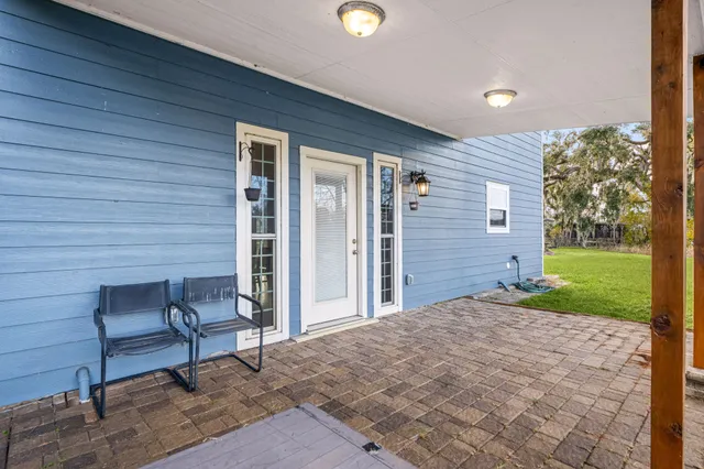 a view of a lake with a big yard