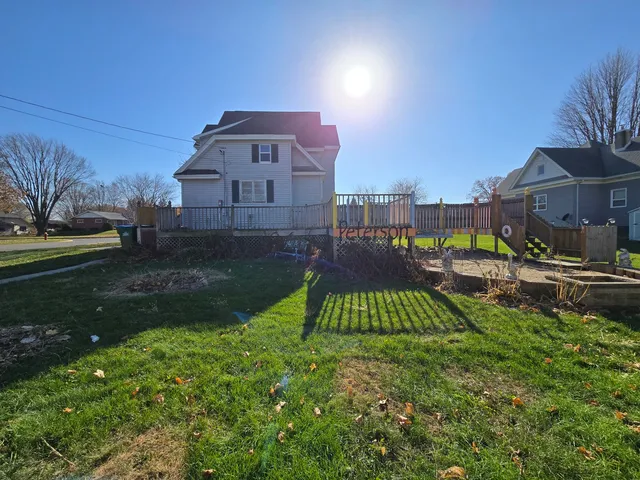 a view of a park with a slide