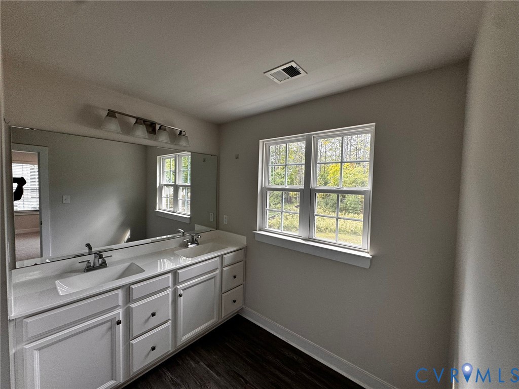 16043 Cambria Cove Boulevard Midlothian, VA 23112 - Photo 40 of 44 a bathroom with 2 sink tub and a mirror