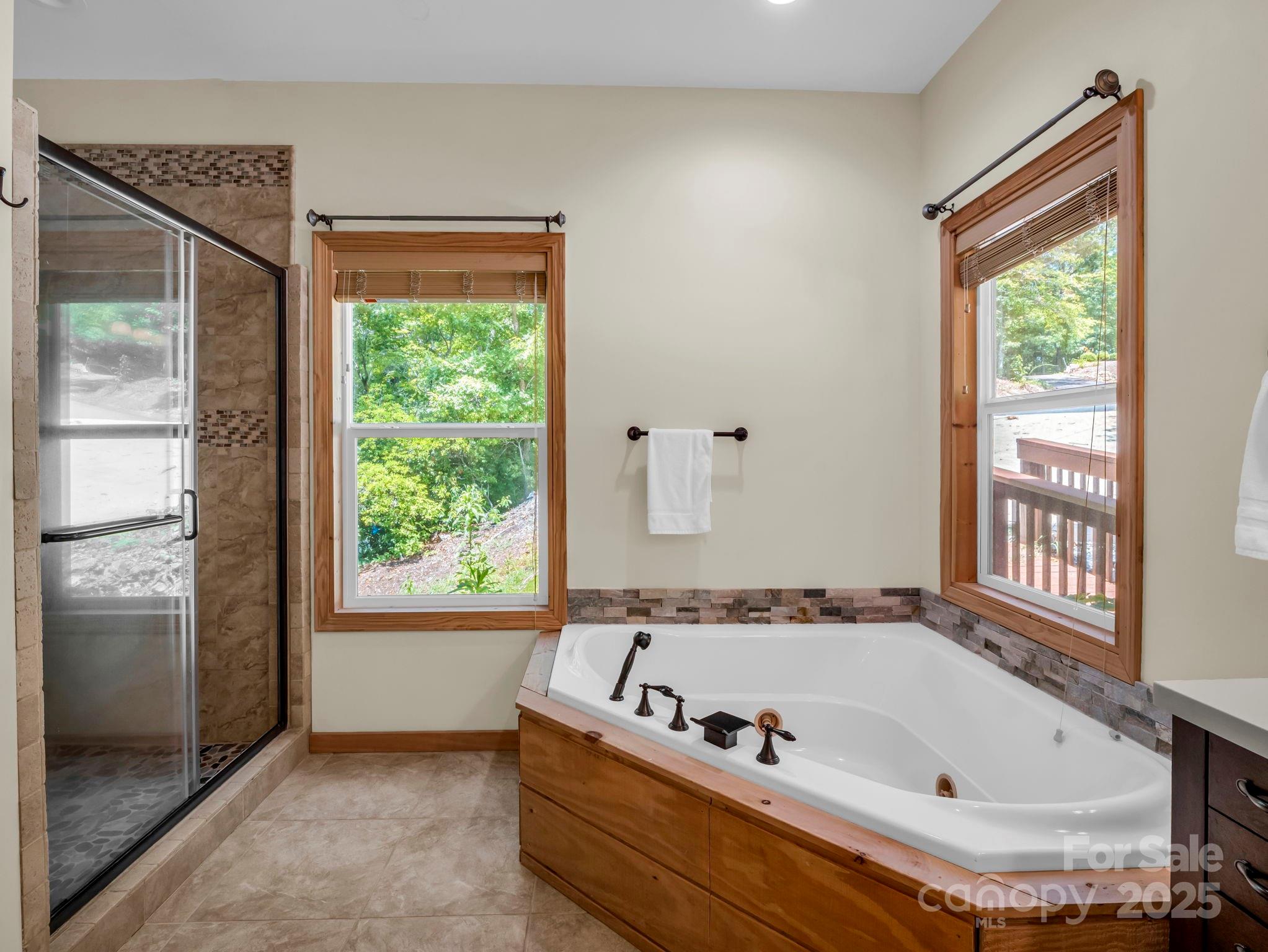 188 Fern Loop Lake Lure, NC 28746 - Photo 26 of 48 a bath tub sitting in a bathroom next to a window