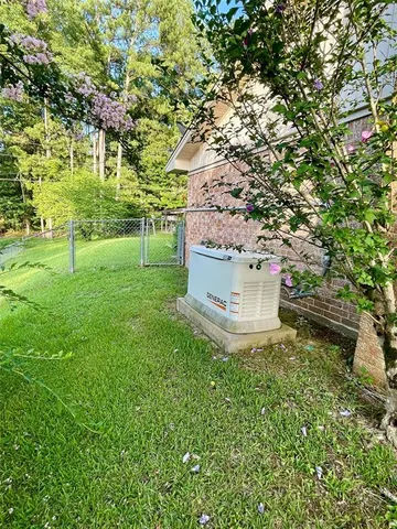 a view of a garden with a fountain