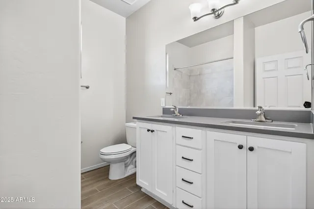 an empty room with closet area