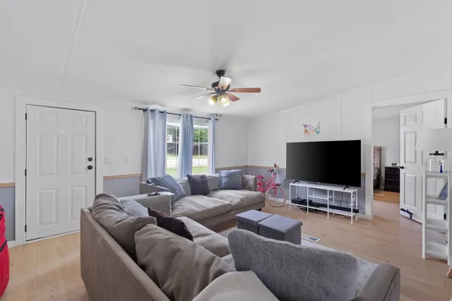 a living room with furniture and a flat screen tv