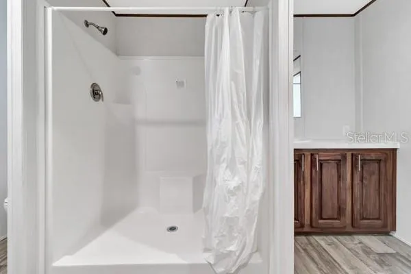 a bathroom with a shower