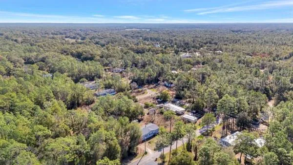 an aerial view of house with yard and mountain view in back