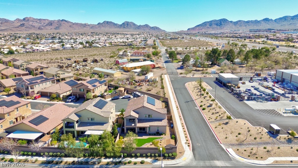 1054 Langston Ranch Avenue Henderson, NV 89002 - Photo 75 of 82 Aerial view of property's location featuring a mountain backdrop and nearby suburban area