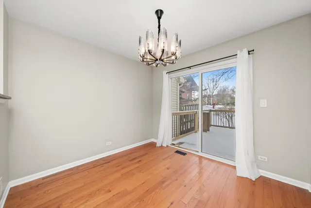 a view of a chandelier in a room