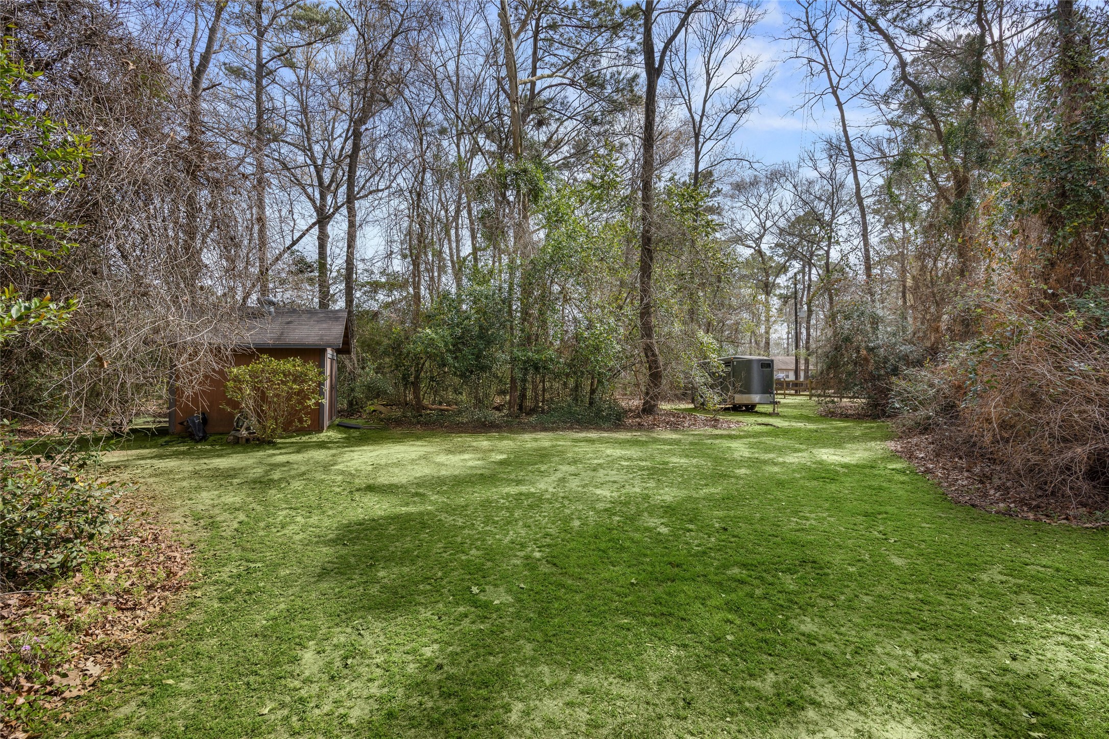 31601 Huffman Cleveland Road Huffman, TX 77336 - Photo 19 of 38 a view of a backyard with large trees