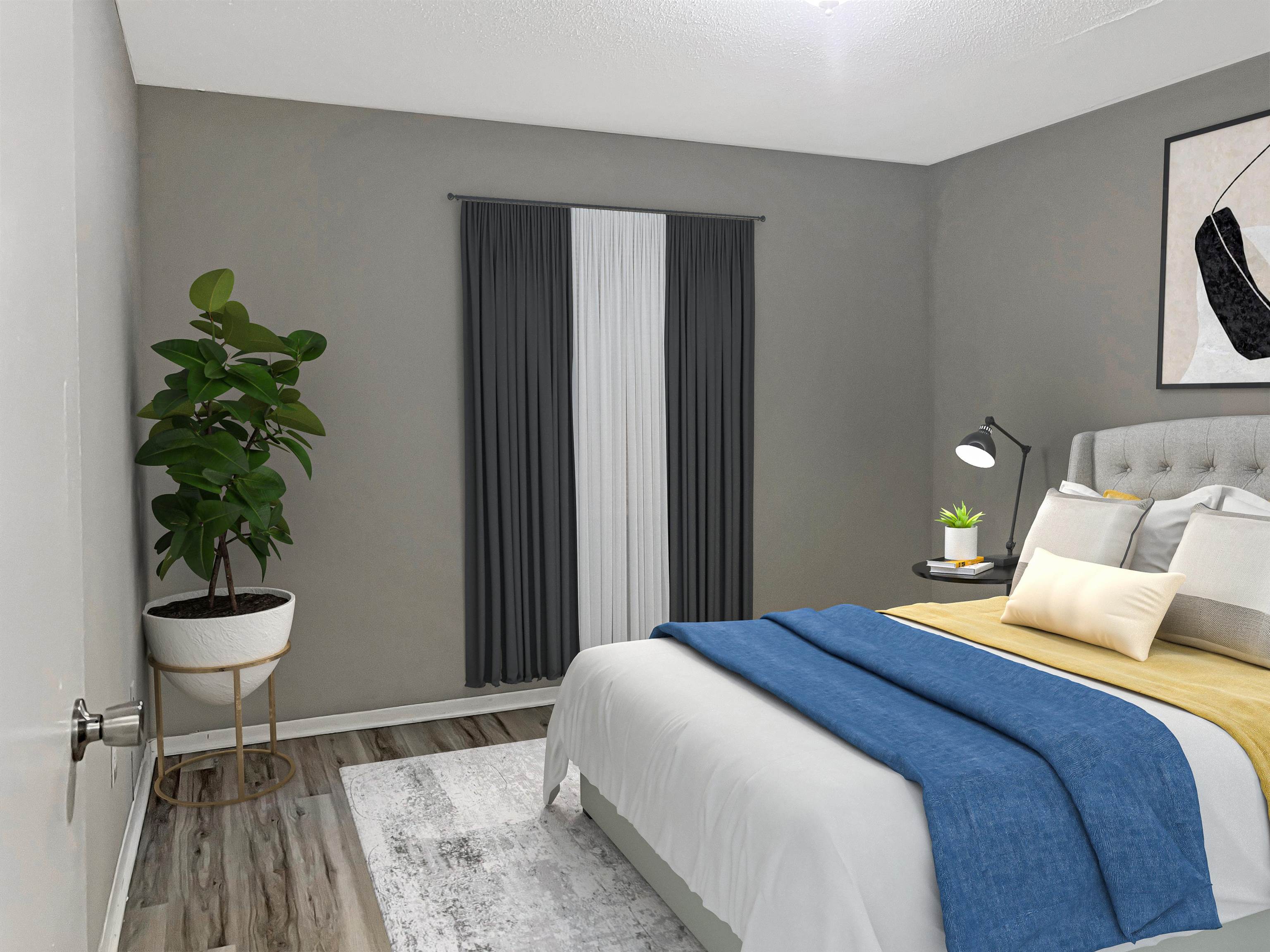 3636 Spottswood Avenue, Unit 1 Memphis, TN 38111 - Photo 25 of 32 a bedroom with a bed and a potted plant