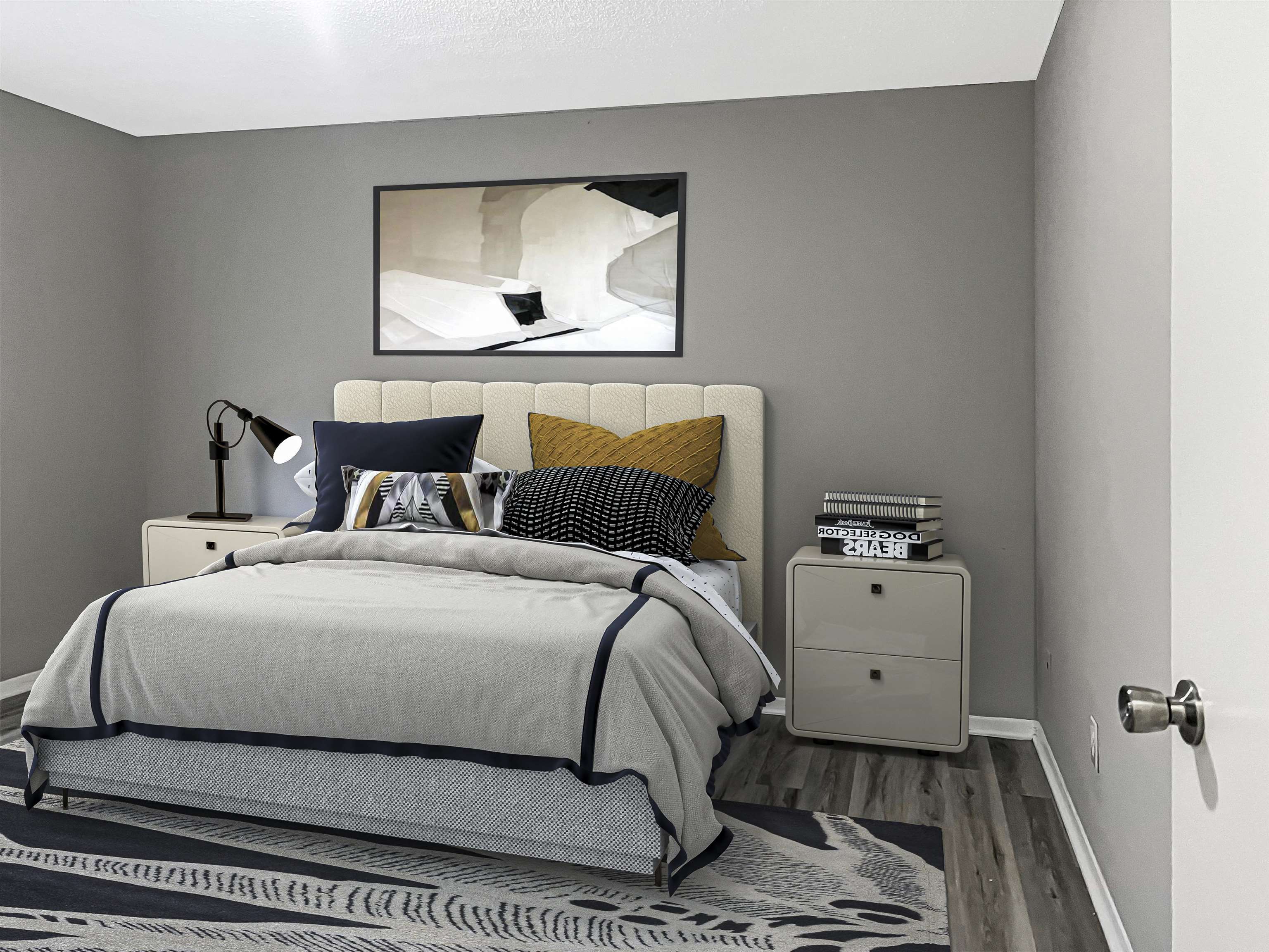 3636 Spottswood Avenue, Unit 1 Memphis, TN 38111 - Photo 26 of 32 a bedroom with a bed and wooden floor