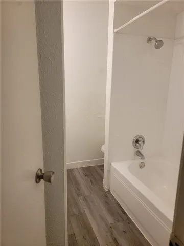 a bathroom with a bathtub