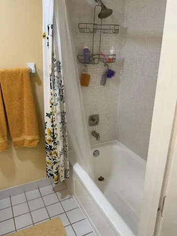 a bathroom with a bathtub