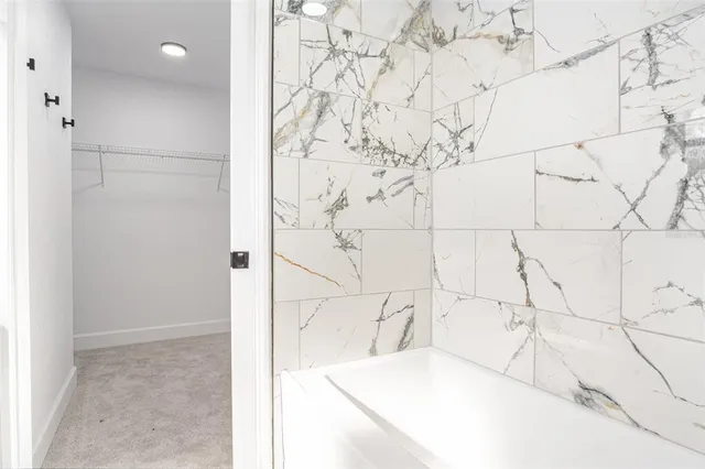 a bathroom with a bathtub