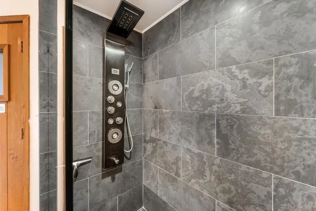 a bathroom with a shower