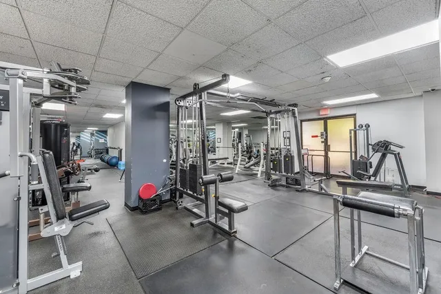 a view of a room with gym equipment