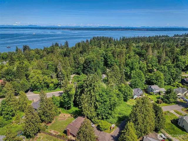a view of a field with an ocean