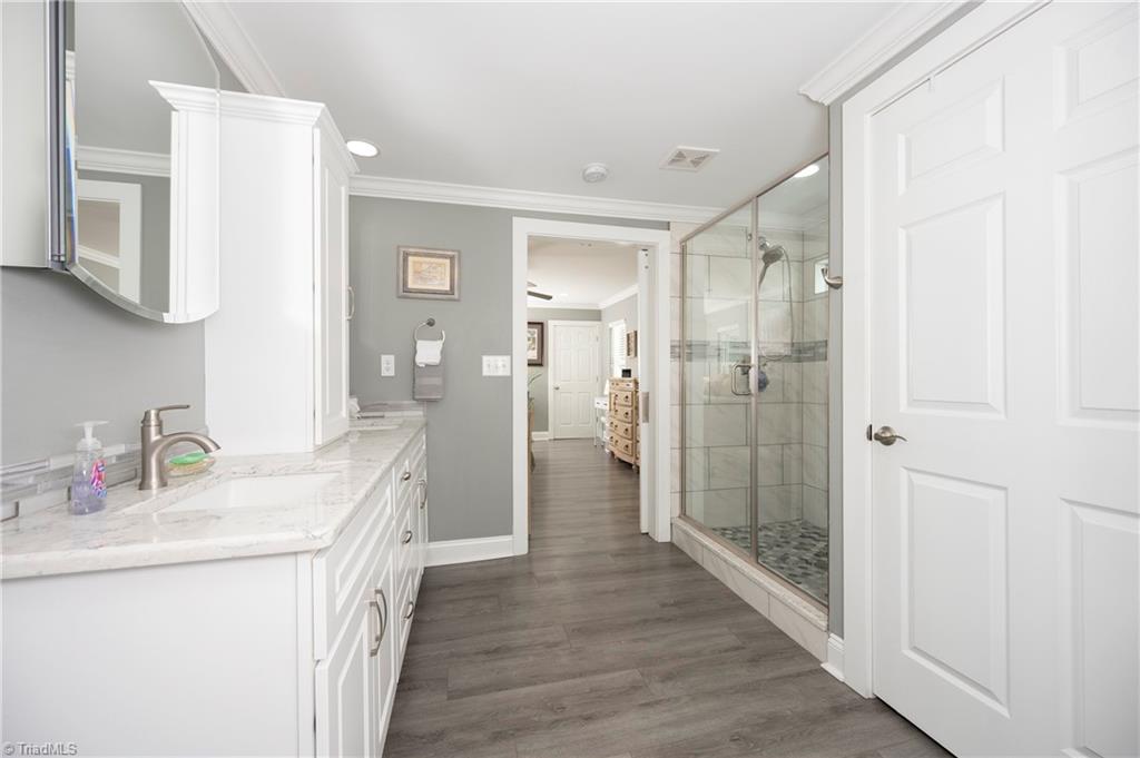 2113 Warf Road Lexington, NC 27292 - Photo 37 of 50 Custom tile shower with a grab bar and seat, bath totally new in 2021