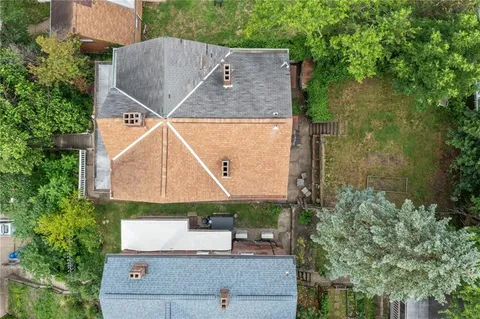 an aerial view of a house
