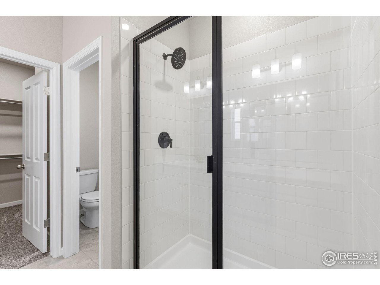6793 Utica Court Firestone, CO 80504 - Photo 17 of 26 a bathroom with a glass shower door