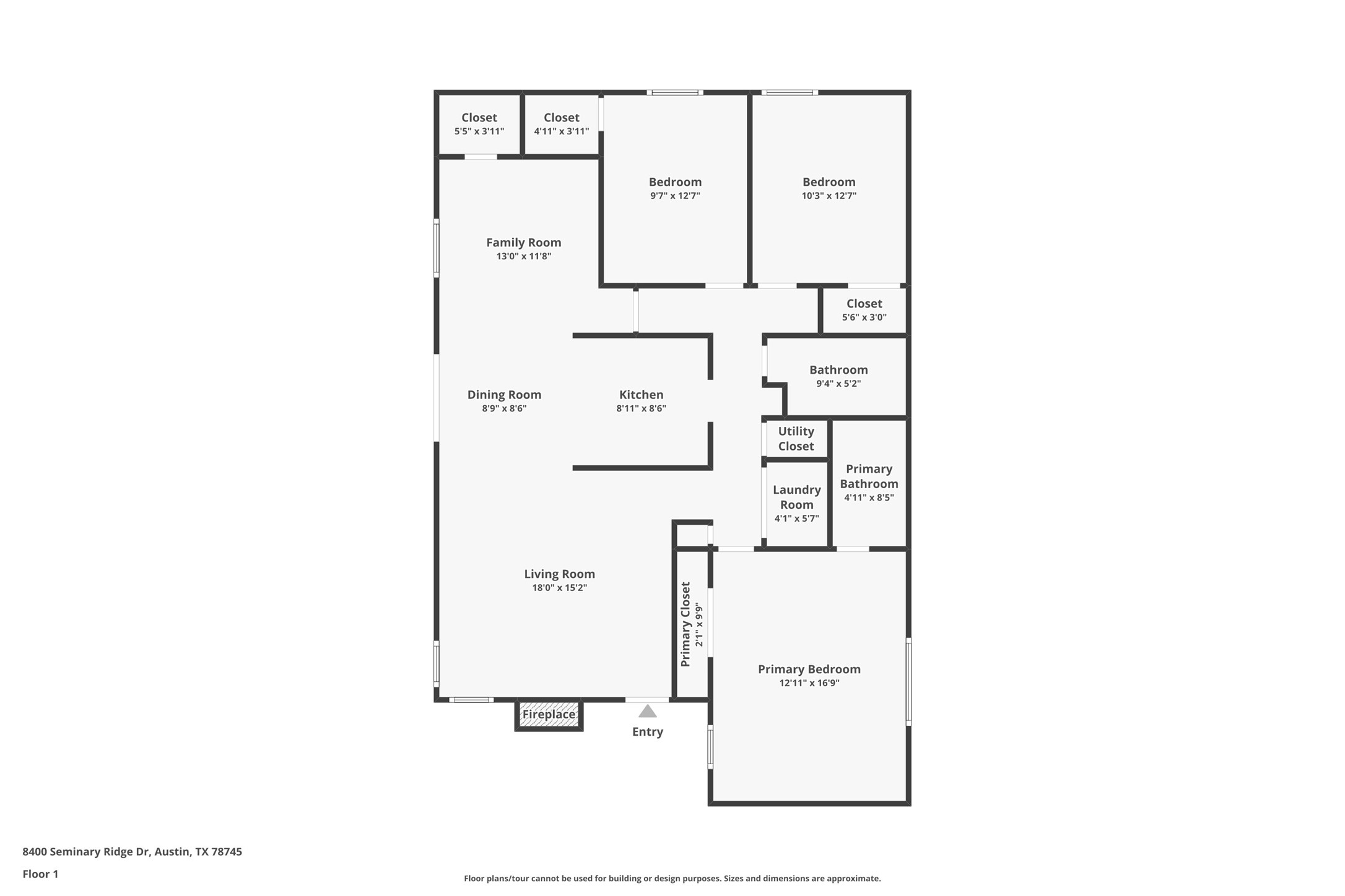 8400 Seminary Ridge Drive Austin, TX 78745 - Photo 37 of 37 View of property floor plan. *Not shown is attached garage.