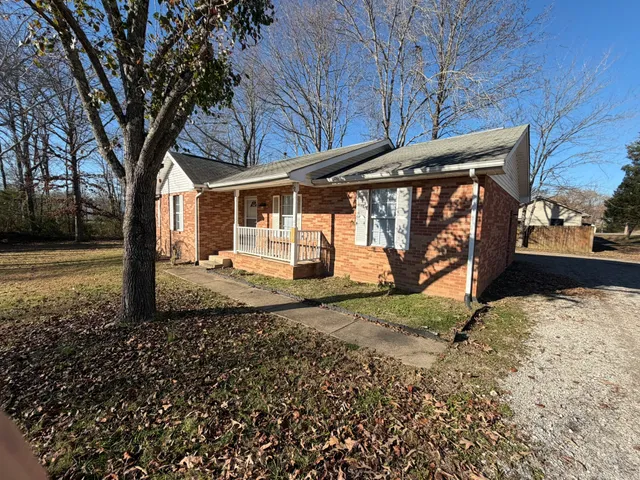 a view of a yard with trees
